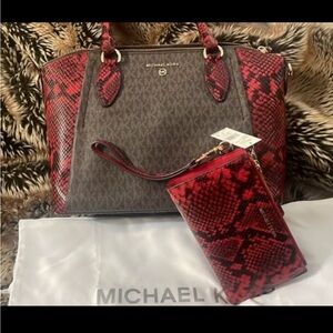 Michael Kors Red and Gray Women's Bag Set